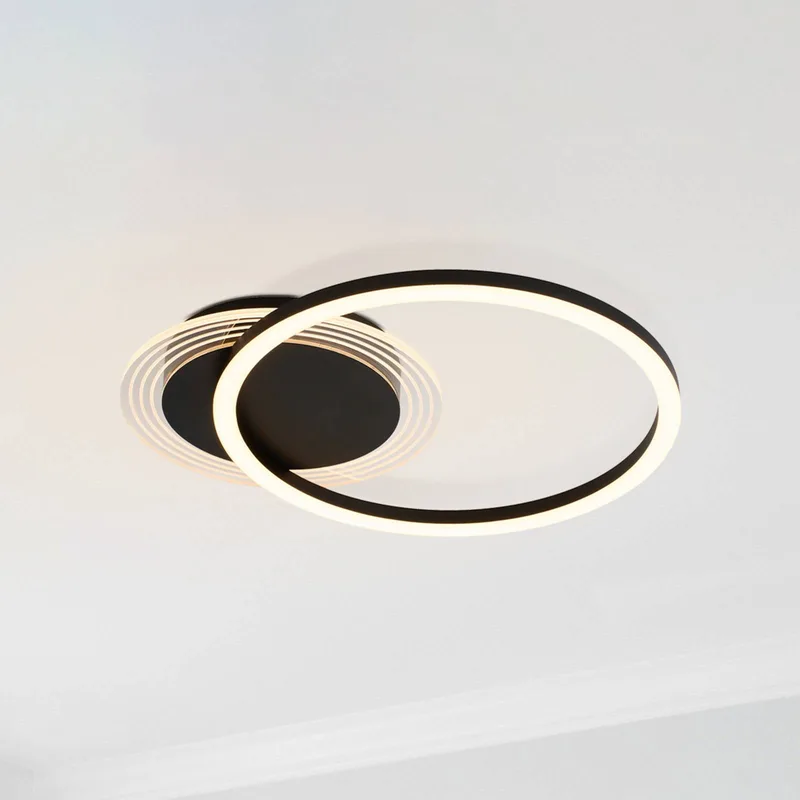 LED-Deckenlampe Contour schwarz matt Länge 40 cm Eisen/Acryl von Searchlight in Matzwart, Weiß – Produktfoto