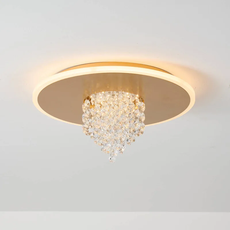 LED plafondlamp Deluge, goudkleurig, Ø 32 cm, metaal/acryl de Searchlight en Or, Helder – photo produit