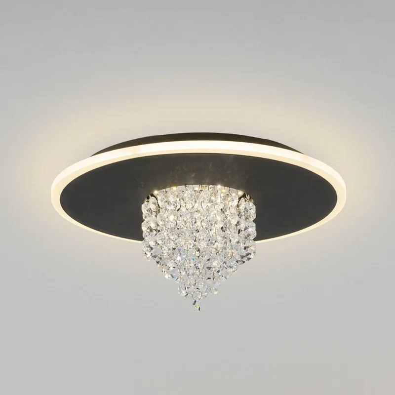 LED plafondlamp Deluge, zwart, Ø 32 cm, metaal/acryl de Searchlight en Noir, Helder – photo produit