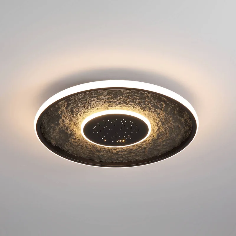 LED plafondlamp Lumadisc, sterren-effect, zwart, Ø 41 cm von Searchlight in Zwart mat – Produktfoto