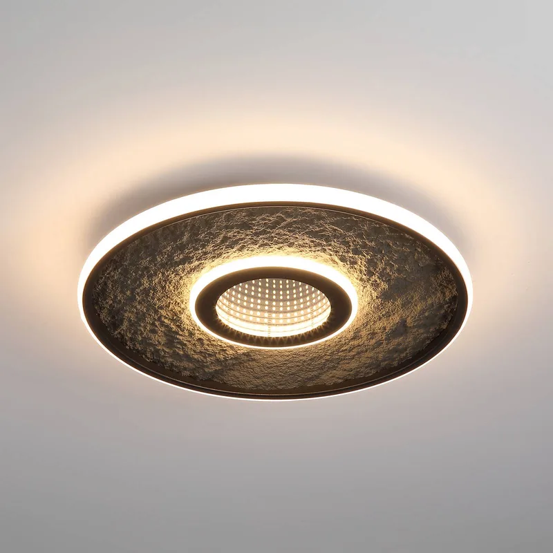 LED plafondlamp Lumadisc, zwart, Ø 41 cm, metaal/siliconen de Searchlight en Zwart mat – photo produit