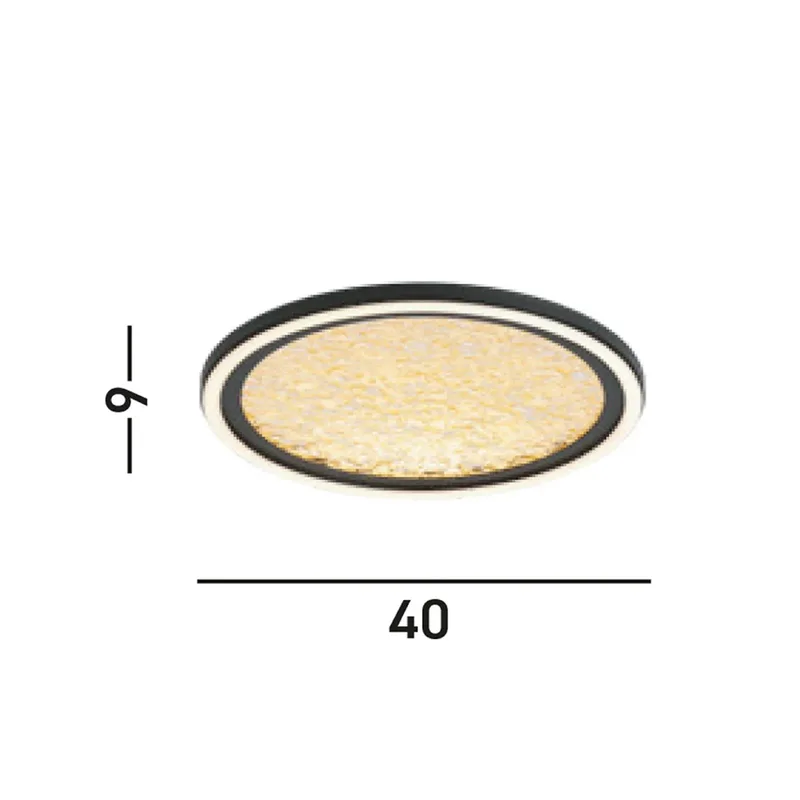 LED plafondlamp Luna, Ø 40 cm, zwart/goudkleurig, metaal de Searchlight en Noir, Or – photo produit