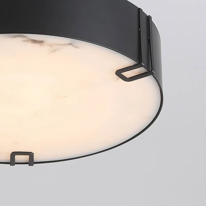 LED plafondlamp Marmo, zwart, metaal, IP44, 3.000 K von Searchlight in Schwarz, Weiß – Produktfoto