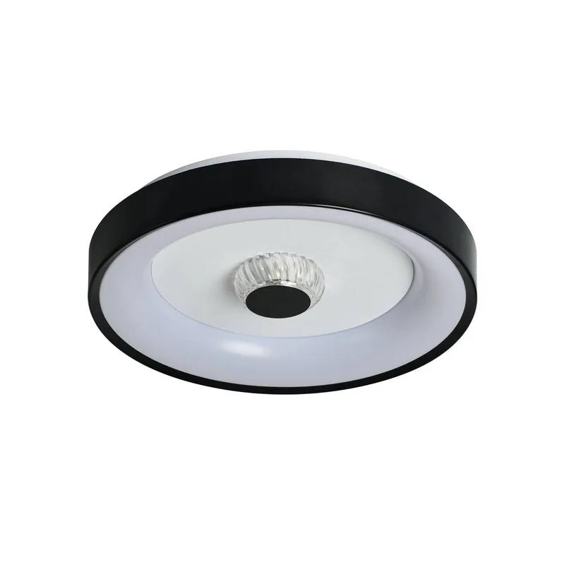 LED plafondlamp Polka, zwart/wit, Ø 38 cm, ijzer/acryl de Searchlight en Noir, Blanc – photo produit