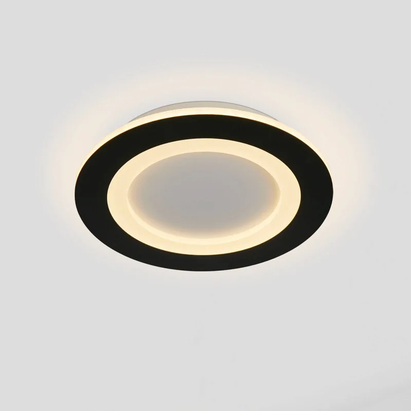 LED plafondlamp Ringo, Ø 39 cm, zwart/wit, ijzer/acryl, CCT de Searchlight en Noir, Blanc – photo produit