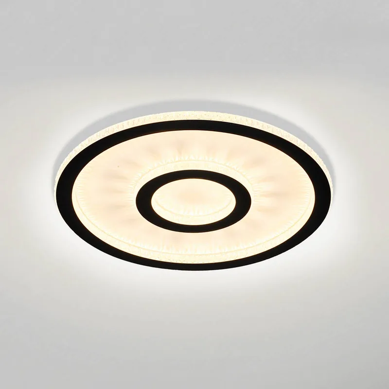 LED plafondlamp Roundel, wit/zwart, Ø 35 cm, ijzer/acryl de Searchlight en Blanc, Noir – photo produit