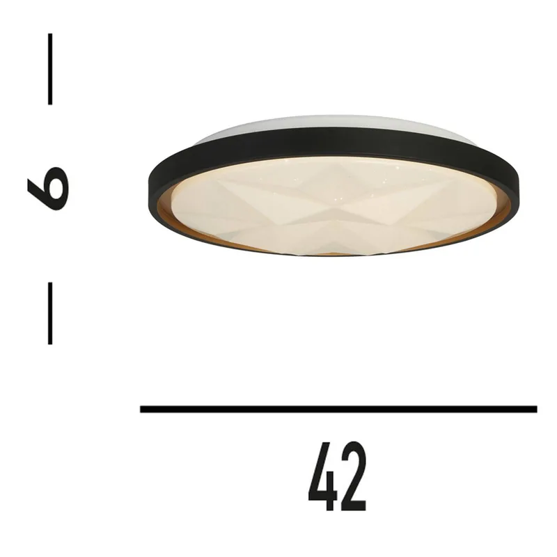 LED-Deckenlampe Satellite schwarz Ø 42cm Stahl Fernbedienung von Searchlight in Schwarz, Weiß – Produktfoto
