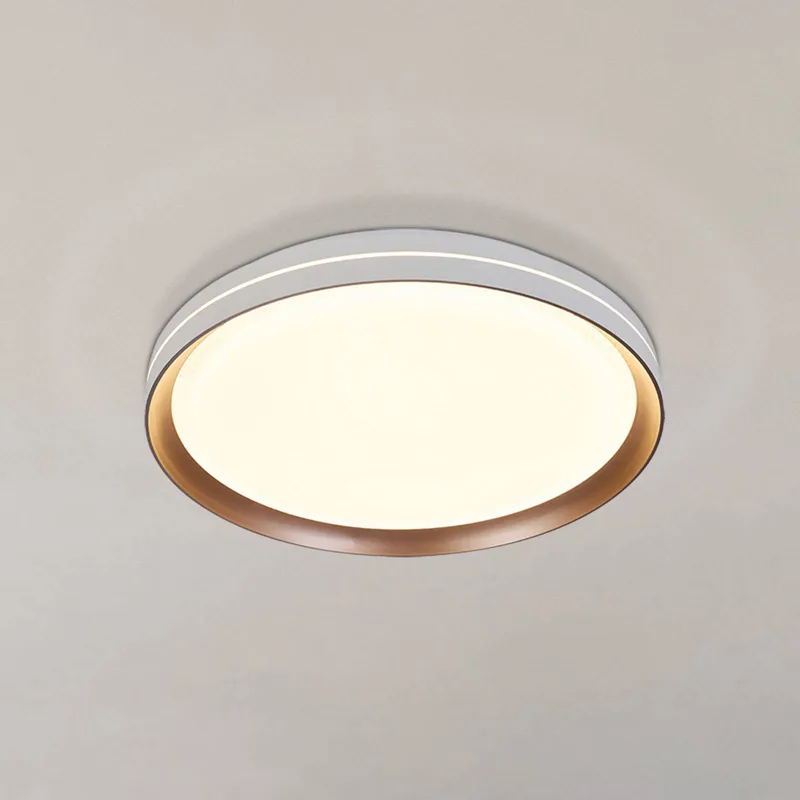 LED plafondlamp Saucer, wit/lat, Ø 39 cm, ijzer/acryl de Searchlight en Blanc, Latte – photo produit