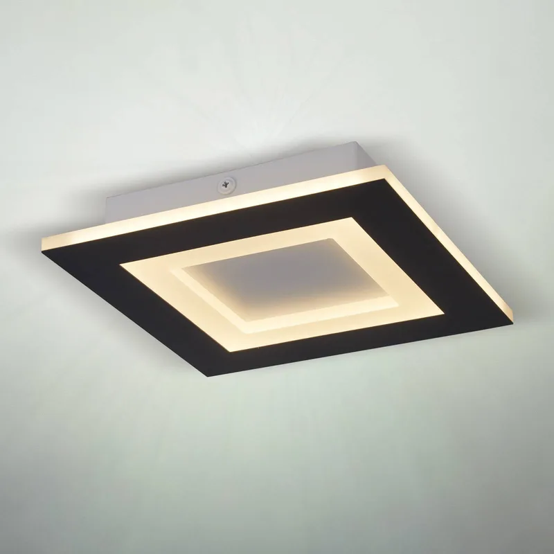 LED plafondlamp Squary, lengte 39 cm, zwart/wit ijzer, CCT de Searchlight en Noir, Blanc – photo produit