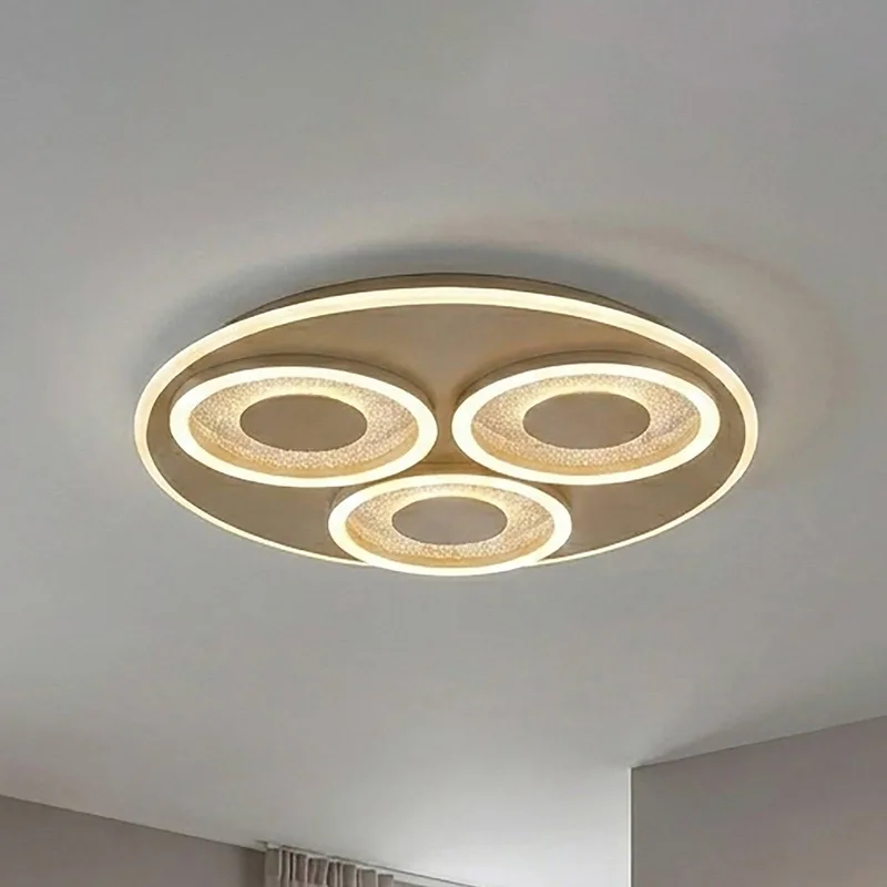 LED plafondlamp Wreath Flush, zandkleur, CCT, ijzer, dimbaar fra Searchlight i Zandbeige, Hvid – produktbillede