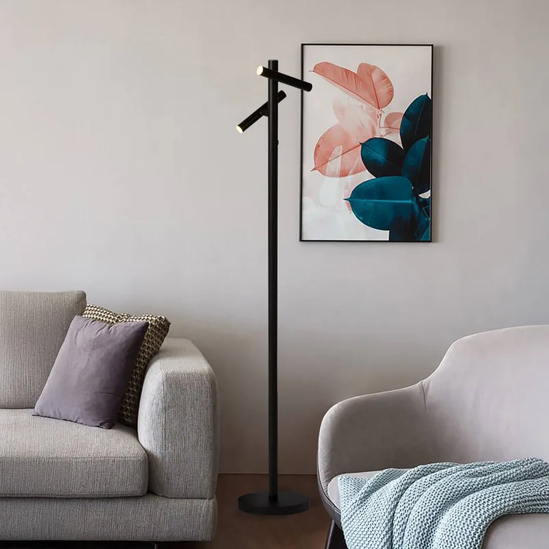 Lampadaire LED Type B 20 x 127 x 20cm Noir Fer, laqué LED Module LED de Searchlight en Zwart mat – photo produit