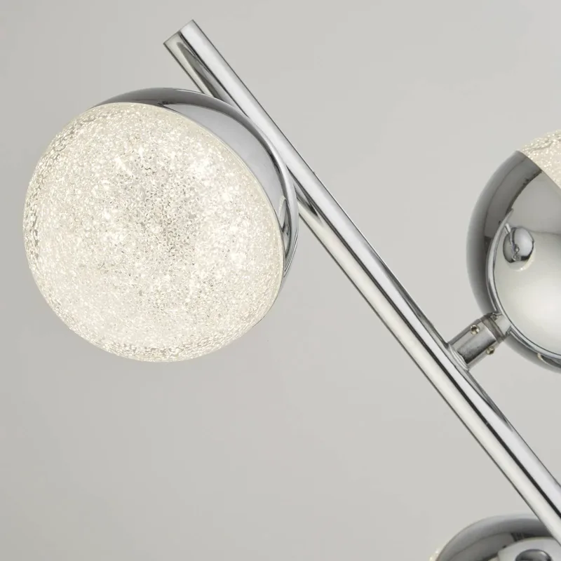 LED vloerlamp Marbles, chroomkleurig, glas, 152 cm hoog de Searchlight en Chrome, Helder – photo produit