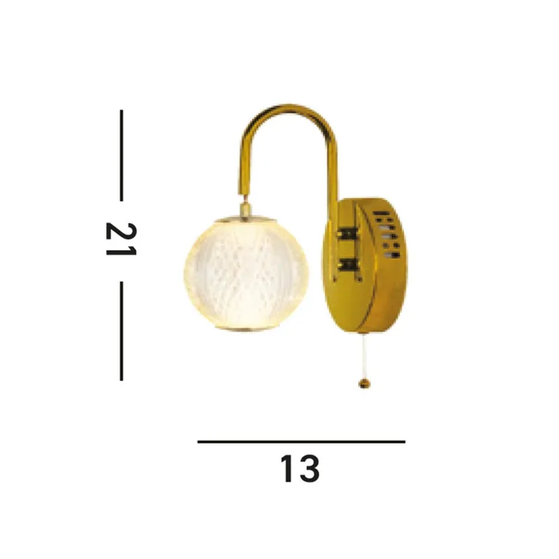 LED wandlamp Allure messing, staal, acryl, schakelaar von Searchlight in Messing, Transparent – Produktfoto