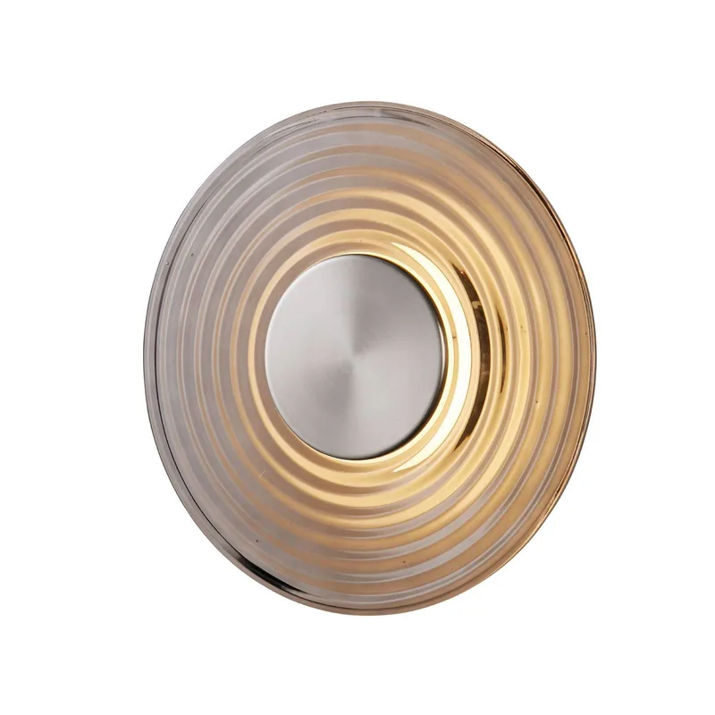 LED wandlamp Cleo, grijs/nikkelkleurig, Ø 30 cm, glas van Searchlight in Grijs, Nikkel gesatineerd – productfoto