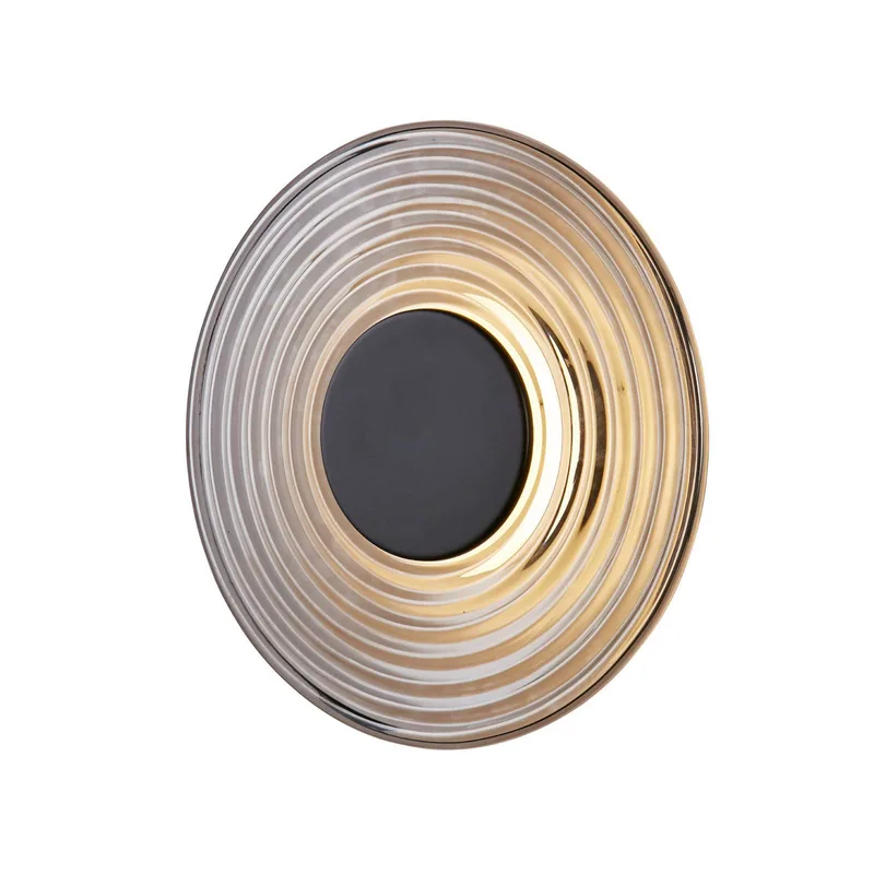 LED wandlamp Cleo, rookgrijs/matzwart, Ø 30 cm, glas fra Searchlight i Rookgrijs, Mat zwart – produktbillede