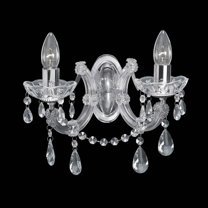 MARIE THERESE - klassieke wandlamp, chroom de Searchlight en Chrome, Transparent – photo produit