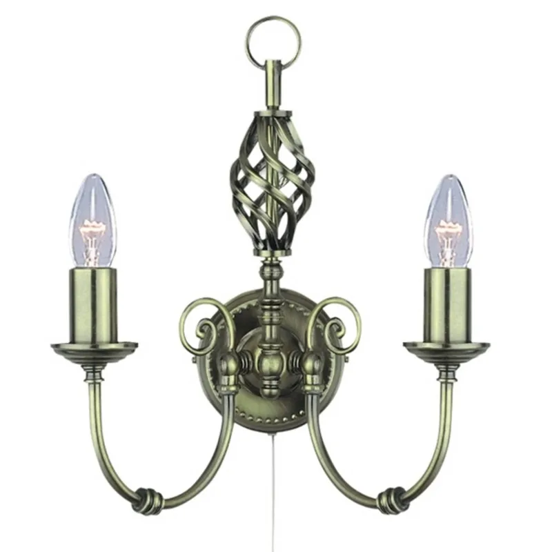 Wandleuchte Zanzibar 2-flammig in Altmessing von Searchlight in Oud-messing – Produktfoto