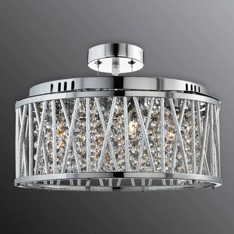 Met glaskristallen versierde hanglamp Elise de Searchlight en Chrome, Helder – photo produit