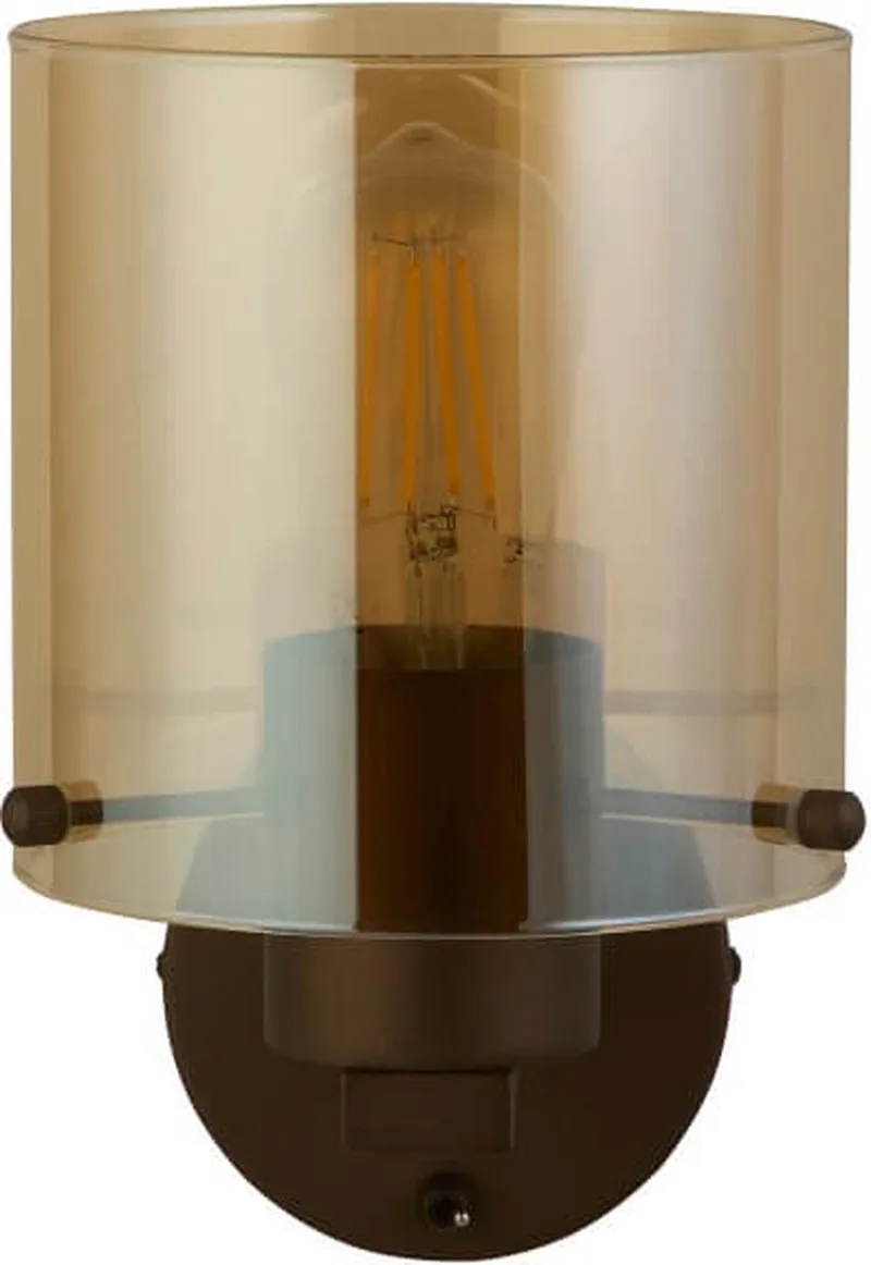 Moderne Wandlamp E27 Lund 1 Lichtpunt Metaal Woonkamer Gang/Hal de Searchlight en Amber, Koffie – photo produit