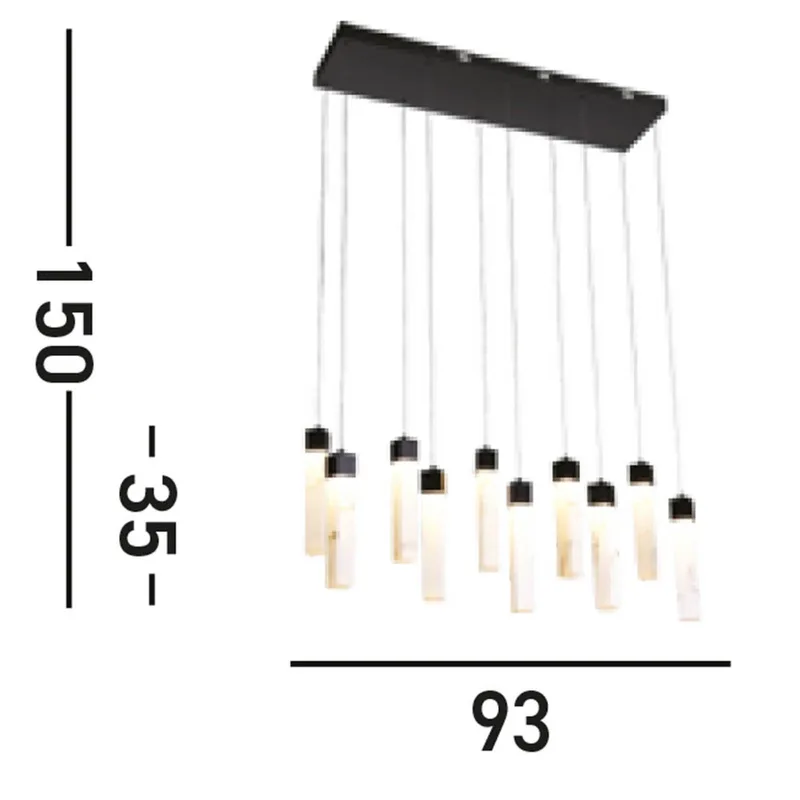 Moonbeam LED hanglamp, 10-lamps, wit, metaal van Searchlight in Zwart – productfoto