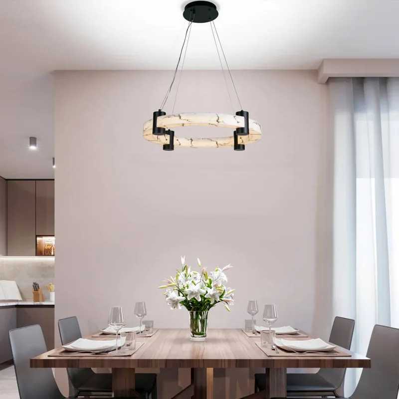 Moonbeam LED hanglamp, ring, wit, metaal van Searchlight in Zwart – productfoto