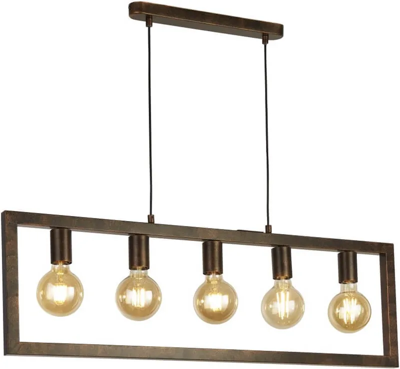 OBLONG Hanglamp 5 Lichts Rustiek Bruin från Searchlight i Roestbruin – produktbild