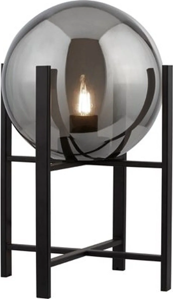 Oldham Tafellamp mat zwart met smoke glas - Modern de Searchlight en Smoke, Noir – photo produit