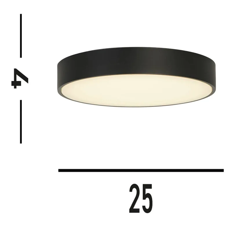 Palma LED plafondlamp, zwart, Ø 25 cm, staal/acryl de Searchlight en Noir, Blanc – photo produit