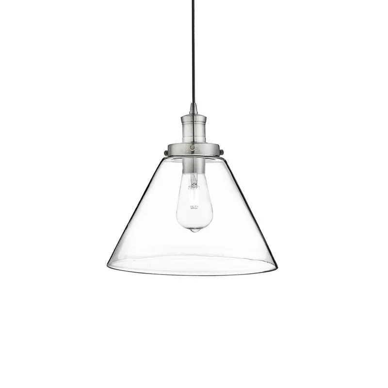 Piramide hanglamp, zilver/helder, glas, Ø 29 cm, E27 fra Searchlight i Sølv, Helder – produktbillede