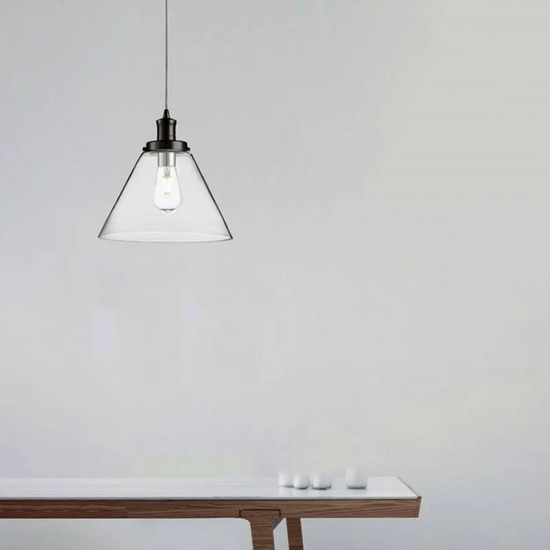 Piramide hanglamp, zwart/helder, glas, Ø 29 cm, E27 by Searchlight in Black, Helder – product photo