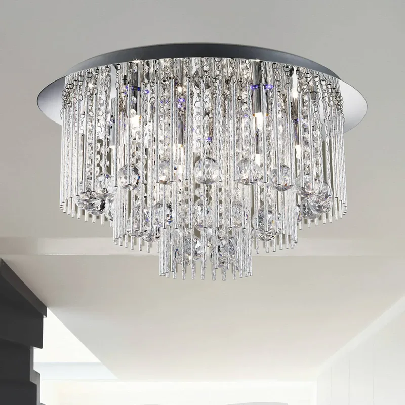 Deckenlampe Beatrix Kristall mit Fernbedienung von Searchlight in Chrom, Helder – Produktfoto