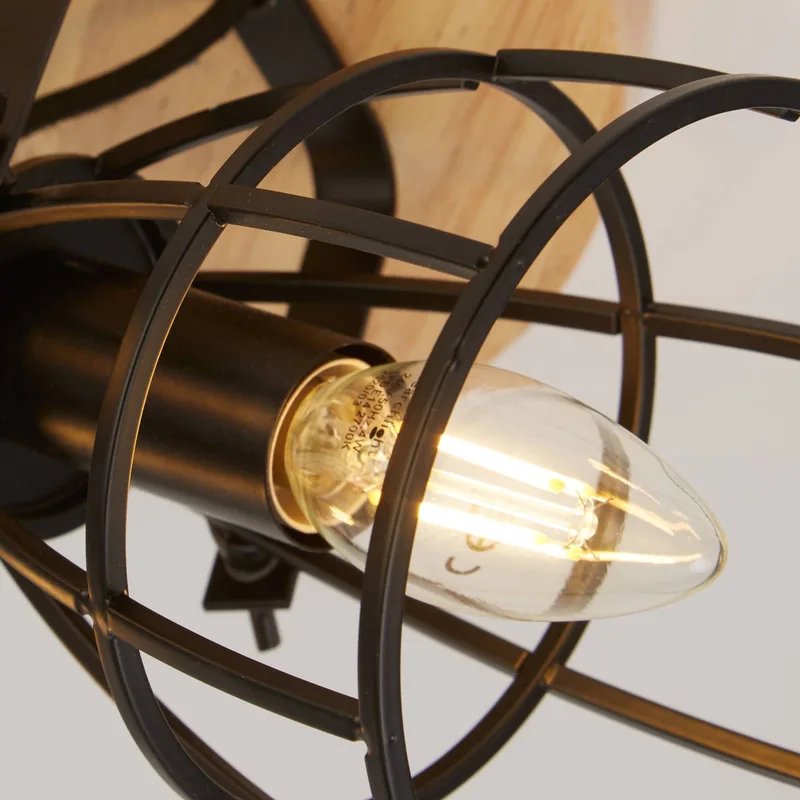Plafondlamp Cage II 3-lamps by Searchlight in Brown, Black – product photo