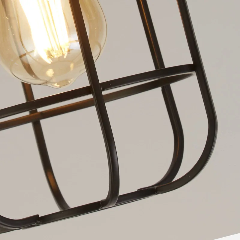 Plafondlamp Cage II in kooidesign van Searchlight in Bruin, Zwart – productfoto