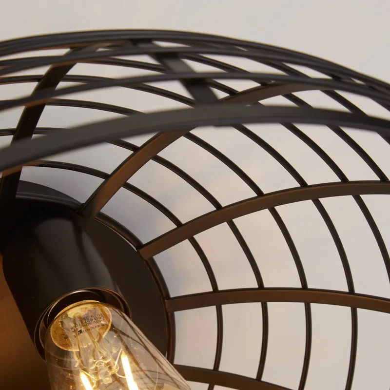 Plafondlamp Cage II met 3-lamps in kooidesign de Searchlight en Marron, Noir – photo produit