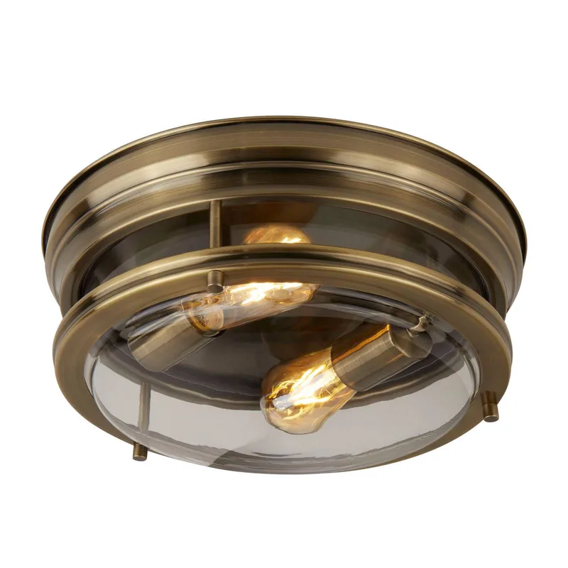 Plafondlamp Edinburgh in oudmessing de Searchlight en Antiek messing, Helder – photo produit