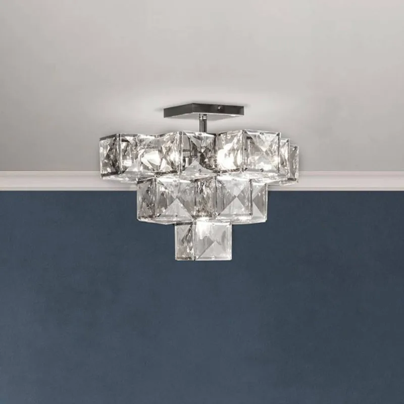 Plafondlamp Glacier, acrylkap helder fra Searchlight i Krom, Helder – produktbillede