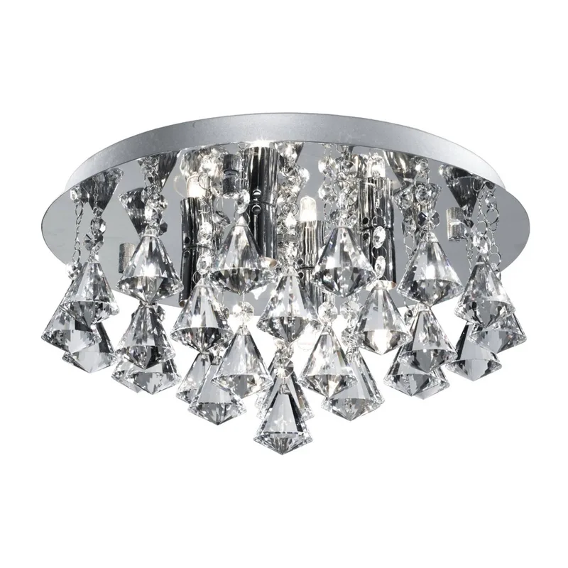 Plafondlamp Hanna 35 cm chroom de Searchlight en Chrome, Transparent – photo produit