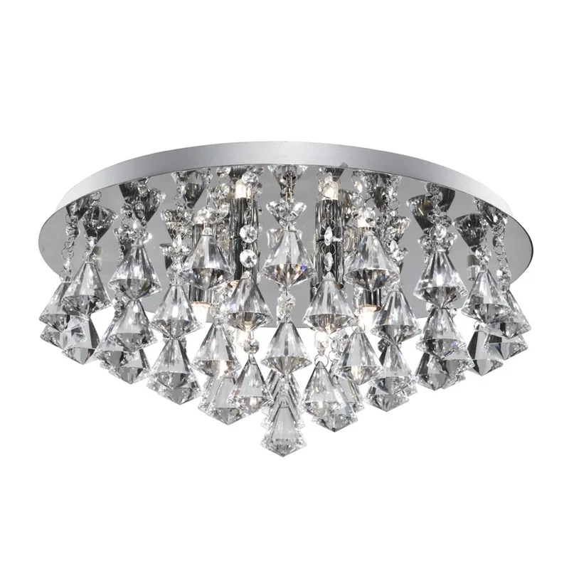 Plafondlamp Hanna 45 cm chroom de Searchlight en Chrome, Transparent – photo produit