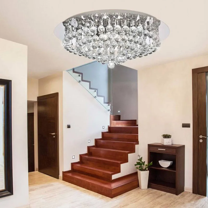 Plafondlamp Hanna chroom glazen kristallen bollen de Searchlight en Chrome, Helder – photo produit