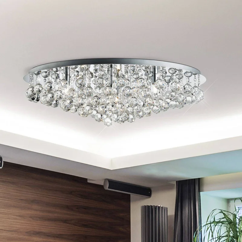 Deckenleuchte Hanna chrom Glaskristallkugeln 80 cm von Searchlight in Chrom, Helder – Produktfoto