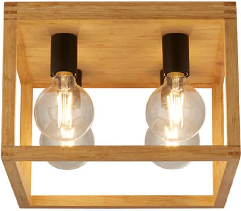 Plafondlamp Hout Square - 54742-4NA van Searchlight in Bruin – productfoto