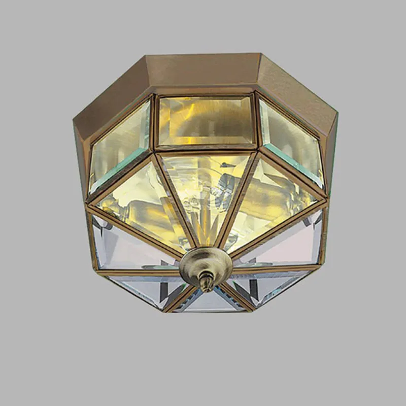 Plafondlamp Inbouw klassiek messing antiek, achthoekig de Searchlight en Antiek messing, Helder – photo produit
