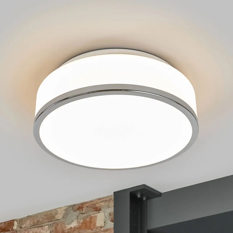 Plafondlamp IP44, Ø 28cm, chroom by Searchlight in White, Chrome – product photo