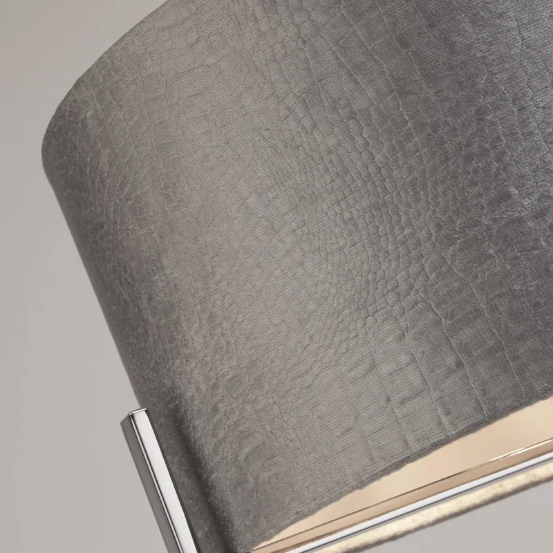 Plafondlamp Kyran, grijs, metaal, fluweel, Ø 40 cm, E27 de Searchlight en Gris, Chrome – photo produit