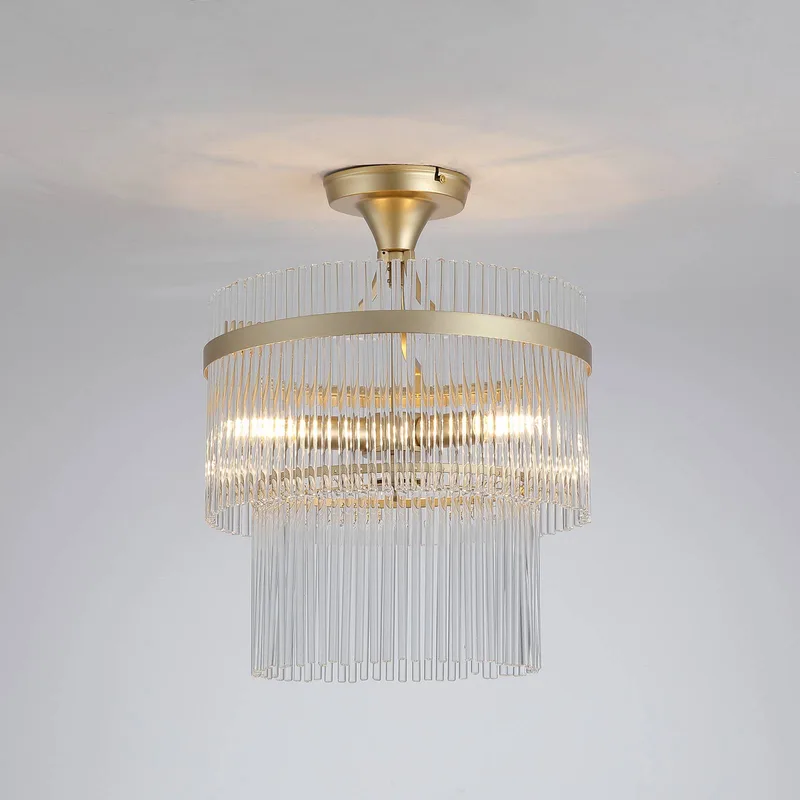 Plafondlamp Lara, Ø 35 cm, goudkleurig/helder, glas/metaal fra Searchlight i Helder, Guld – produktbillede