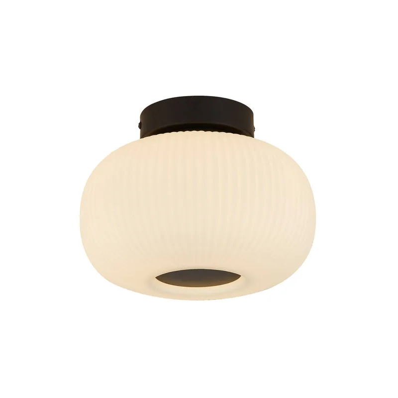 Plafondlamp Lumina van frosted glas de Searchlight en Noir, Mat wit – photo produit
