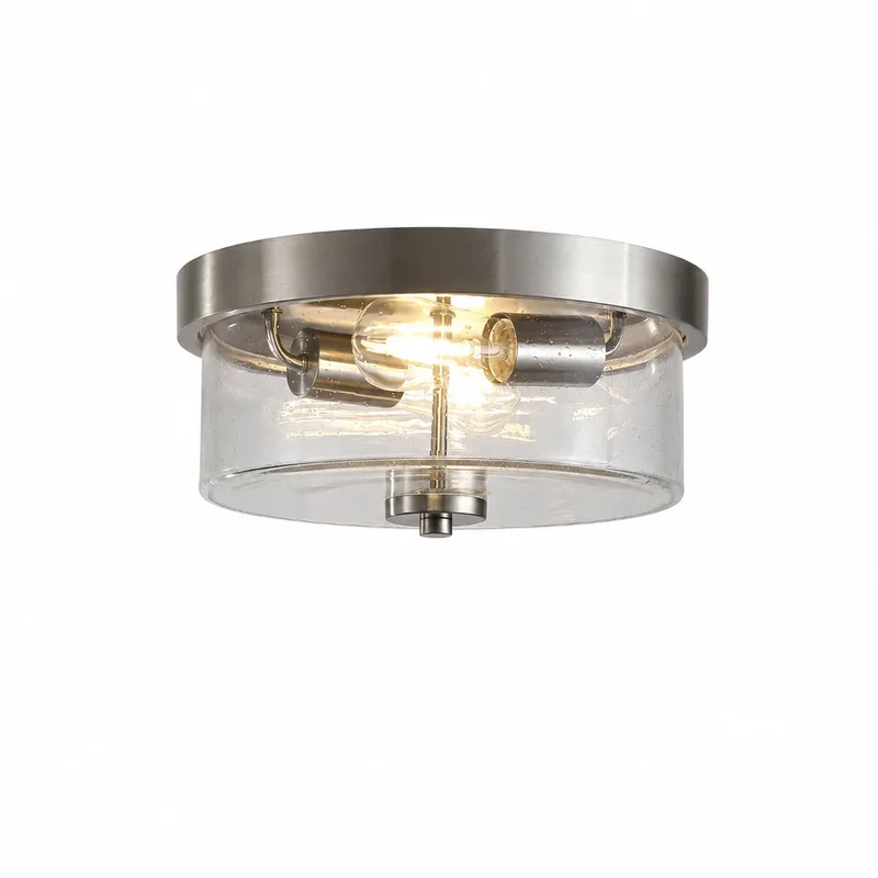 Plafondlamp Preston Ø 33 cm IP44 mat chroom von Searchlight – Produktfoto