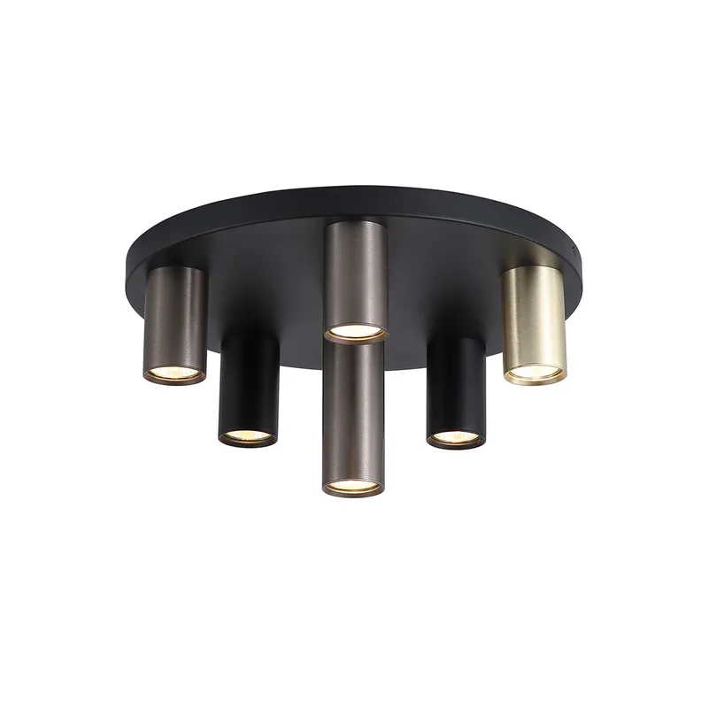 Plafondlamp Tubes 6 lichts Ø 40 cm zwart de Searchlight – photo produit