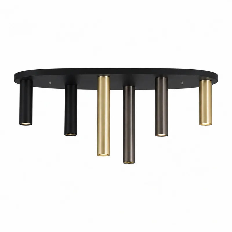 Plafondlamp Tubes ovaal 6 lichts L 80 cm zwart by Searchlight – product photo