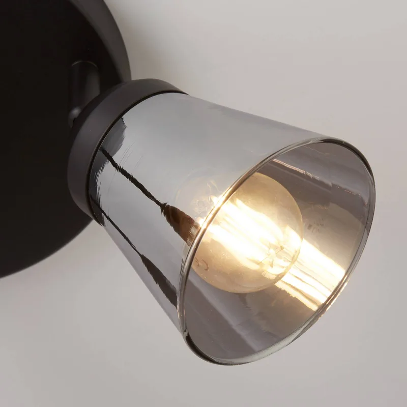 Plafondspot Classy 3-lamps de Searchlight en Noir, Rookgrijs – photo produit